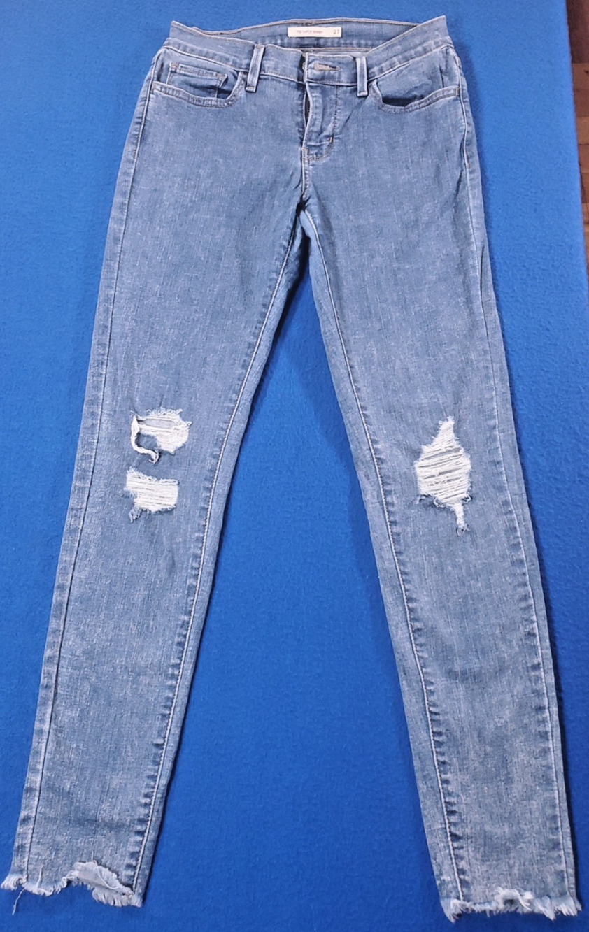 Levis 721 High Rise Skinny Jeans Womens 27x30 Medium Wash Blue Stretch Denim